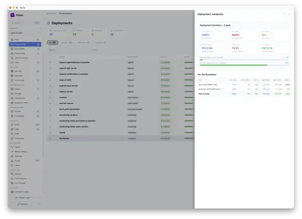 Klario — deployment metrics