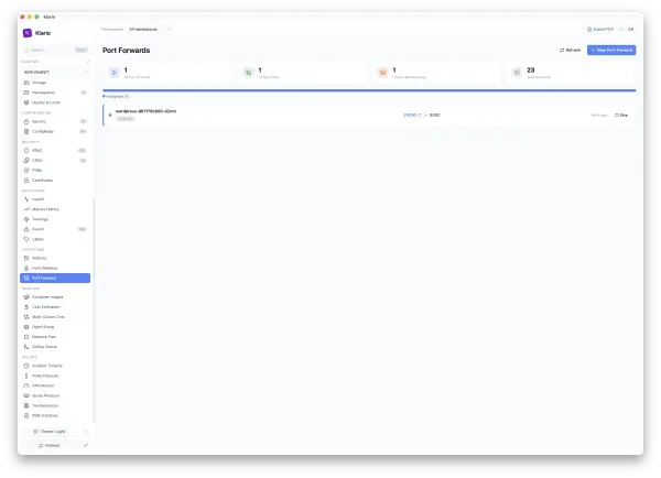 Klario — port forwarding